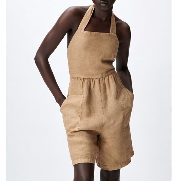 NWT Zara Linen Jumpsuit With Bow - Picture 3 of 10